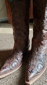 Corral Lizard and Leather Western boots